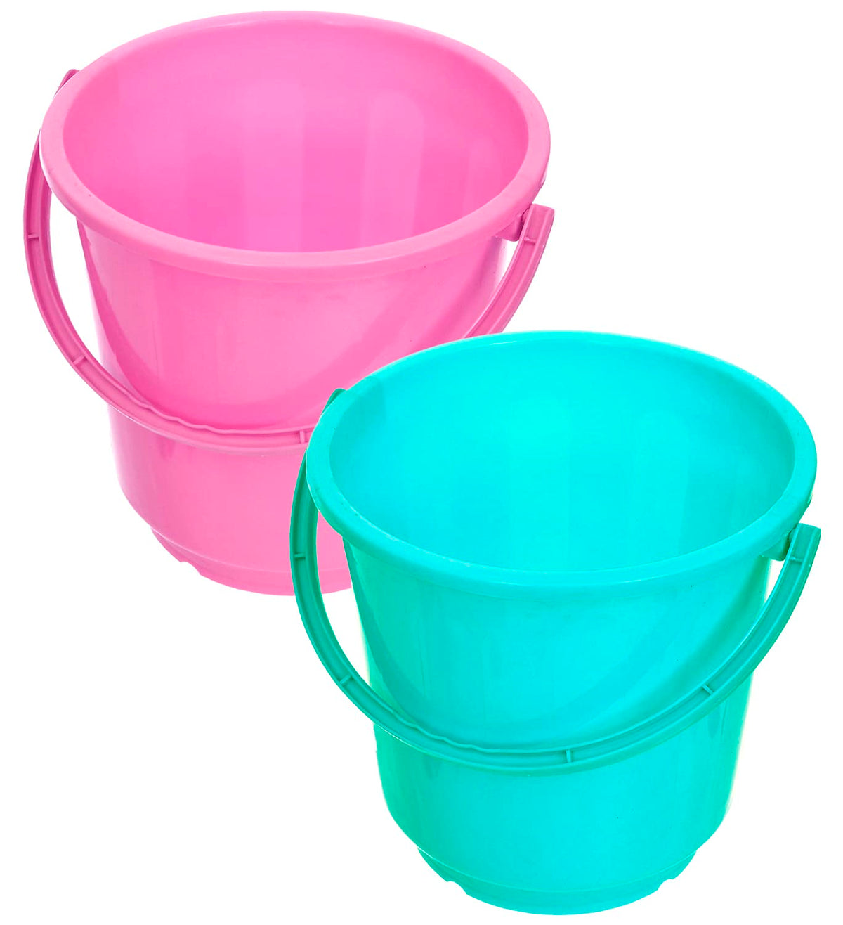 Kuber Industries Bucket|Plastic Bucket for Bathroom|Bucket for Bathing|Unbreakable Bucket with Handle|16 Liter|Pack of 2 (Pink & Green)