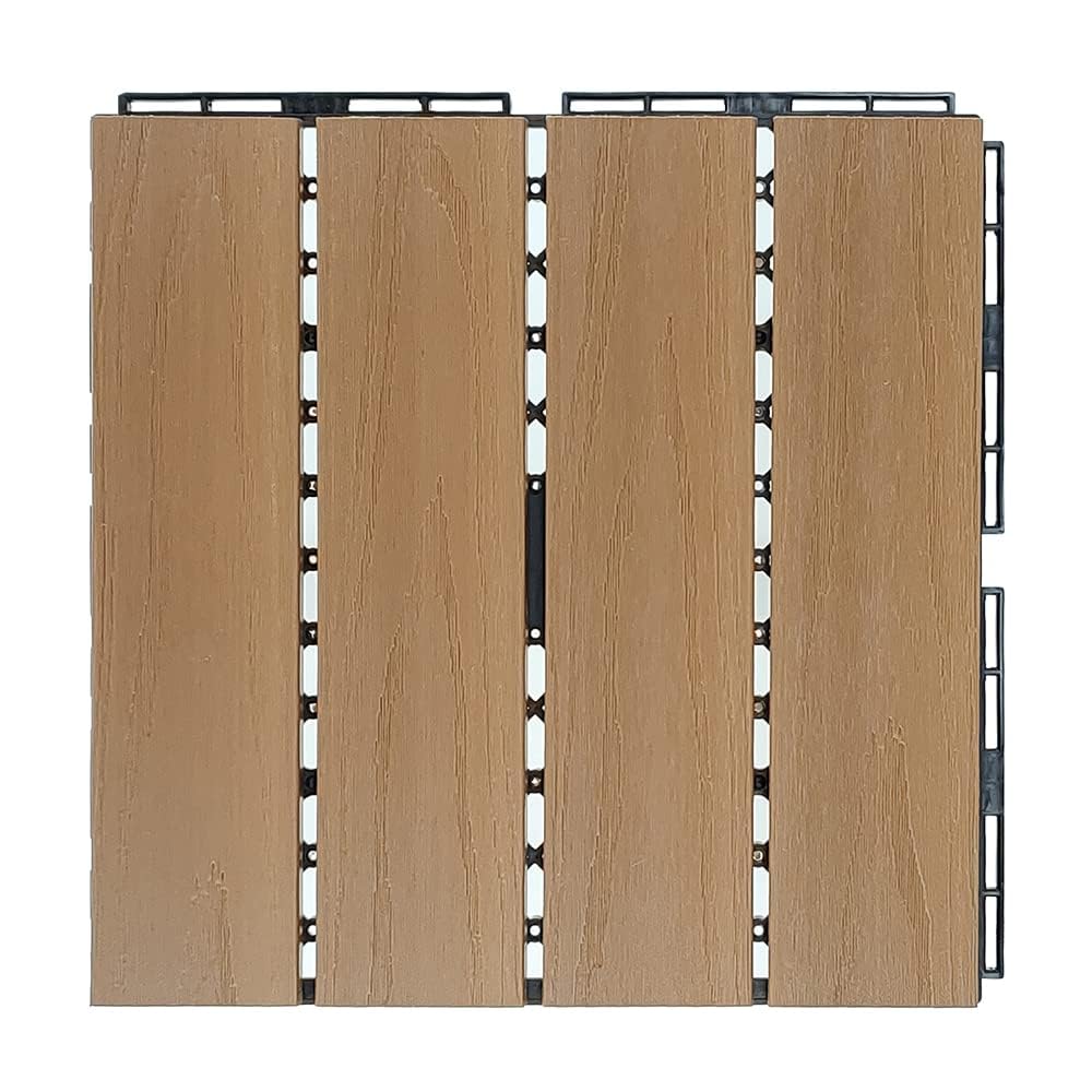 Plantex Tiles for Floor-Interlocking Wood Plastic Composite(WPC) Tiles/Garden Tile/Quick Flooring Solution for Indoor/Outdoor Deck Tile-Pack of 1 (CEM)