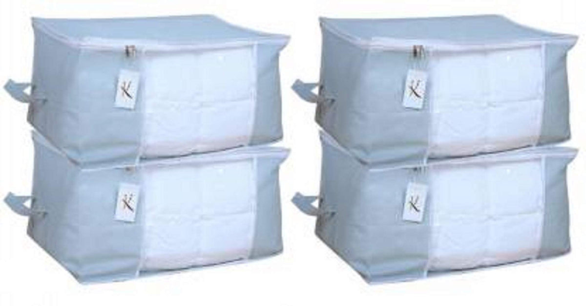 Kuber Industries Rectangular Non Woven Underbed Storage Organiser Set (Grey, Standard) - 4 Piece