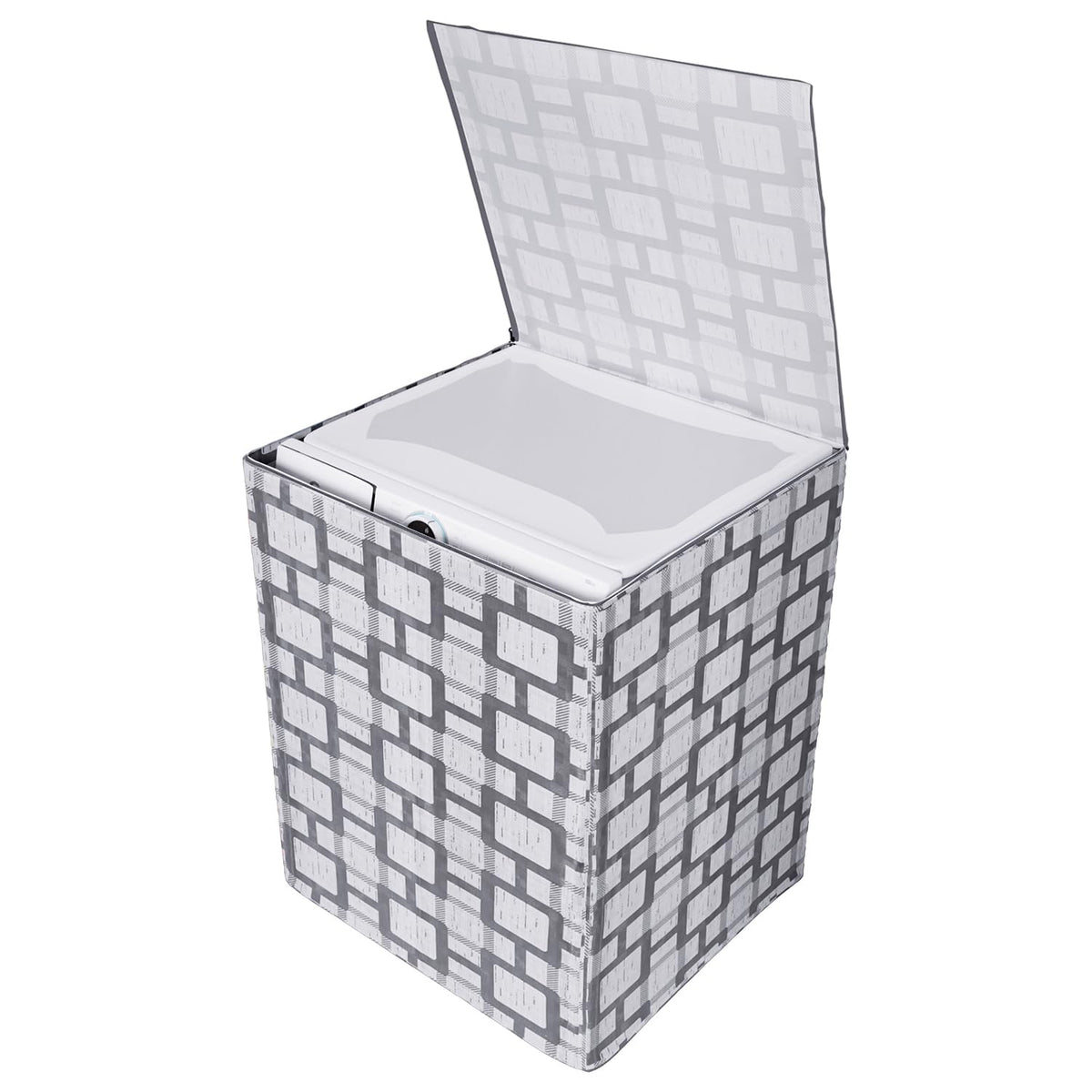 Kuber Industries Washing Machine Cover | Big Check Washing Machine Cover | Soft PVC | Top Load Fully-Automatic Washing Machine Cover | Gray