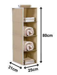 Kuber Industries Fabric 4 Shelf Foldable Closet Organizer|Universal Fit 4 Tier Closet Wardrobe Organizer|Clothes Storage Hanger|Size 31 x 25 x 80 Cm, Pack of 2 (Brown)
