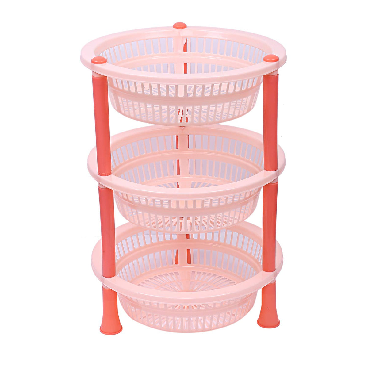 Kuber industries Plastic 3 Layer Multi-Purpose Kitchen Storage Basket Rack (Beige)-CTKTC13195