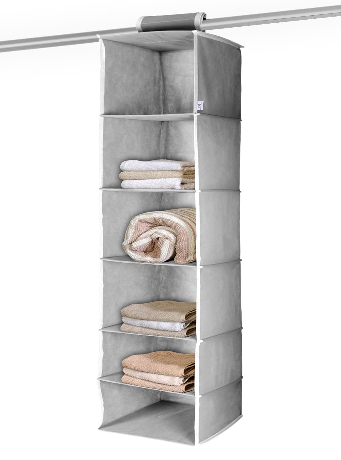 Heart Home 6 Shelf Closet Hanging Organizer/Wardrobe Organizer for Family Closet Bedroom, Living Room (Grey)