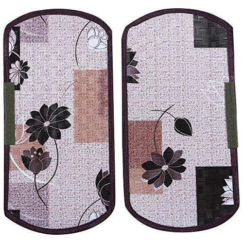 Kuber Industries Flower Design PVC 2 Pieces Fridge/Refrigerator Handle Cover (Brown) - CTKTC039696