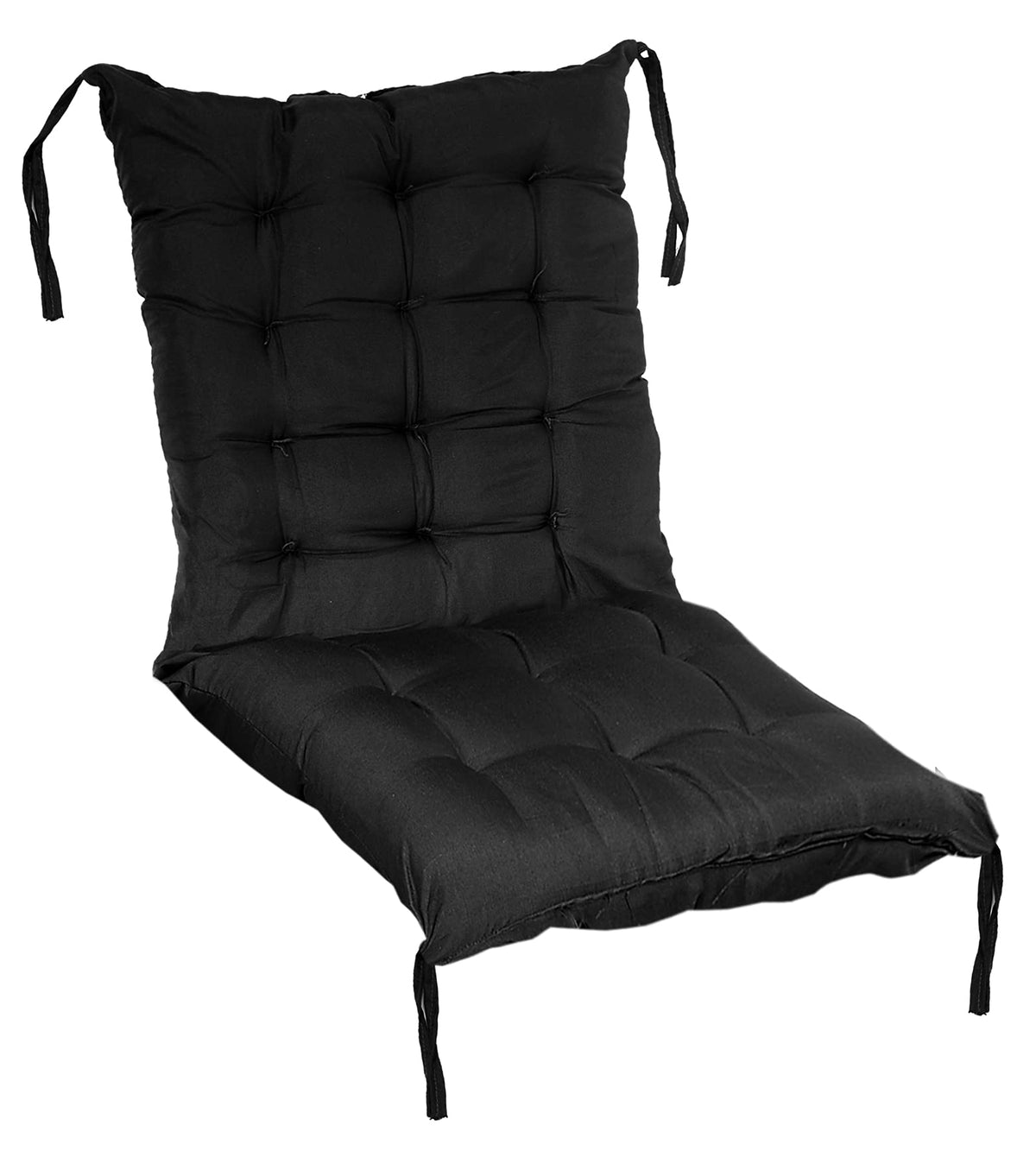 Kuber Industries 18 * 48 Inch Microfiber Non Slip Rocking Chair Back and Seat Cushion with Ties (Black), Standard (HS_37_KUBMART020785)