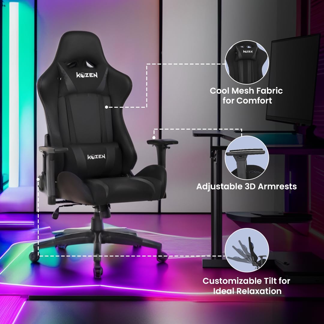 KOZEN Diablo Gaming Chair, Ergonomic Premium Fabric Computer Desk ...