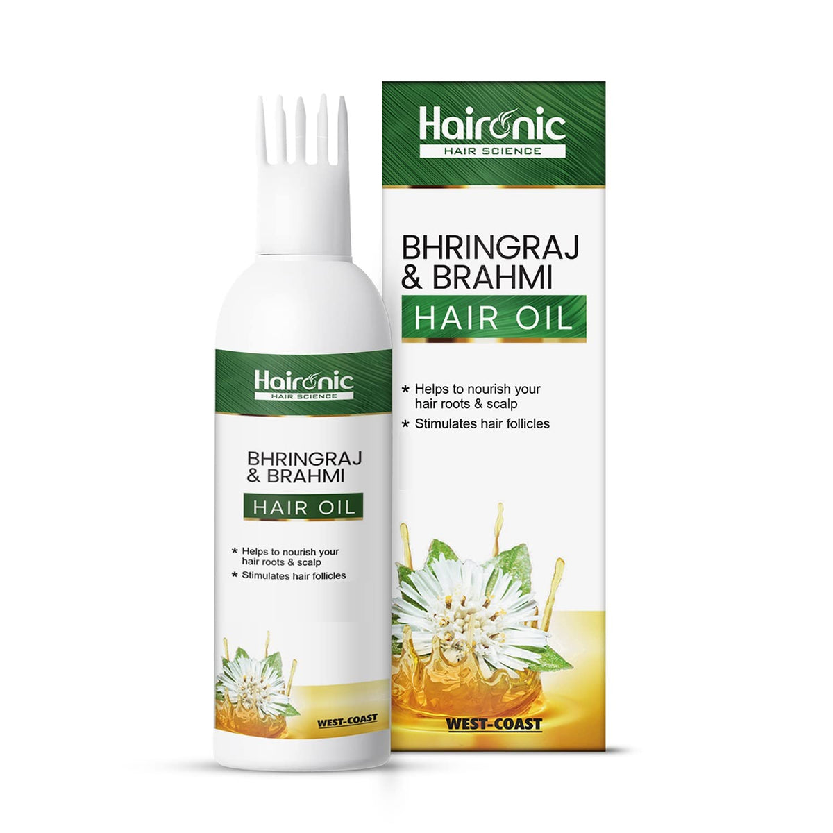 Haironic Hair Science Bhringraj & Brahmi Hair Oil | Helps To Nourish Your Hair Roots & Scalp for All Hair Type - 100ml (Pack of 3)