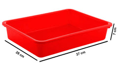 Kuber Industries Plastic 2 Pieces Large Size Stationary Office Tray, File Tray, Document Tray, Paper Tray A4 Documents/Papers/Letters/folders Holder Desk Organizer (Red) - CTKTC042813