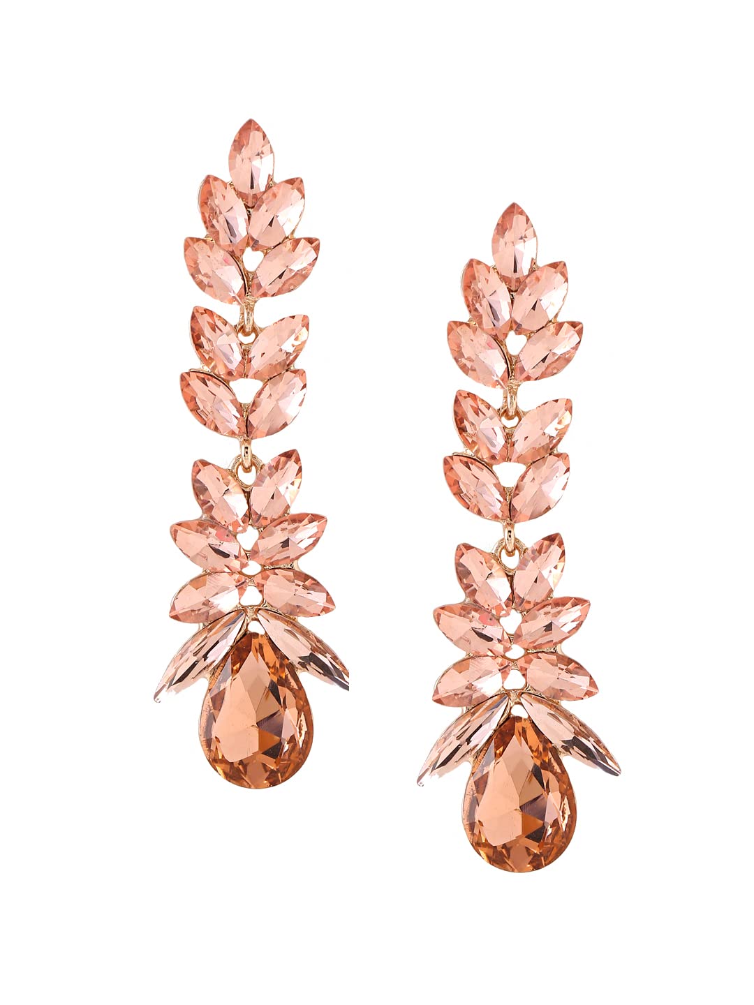 Yellow Chimes Elegant Sparkling Crystal Classic Leafy Design Dangle Earrings for Women and Girls