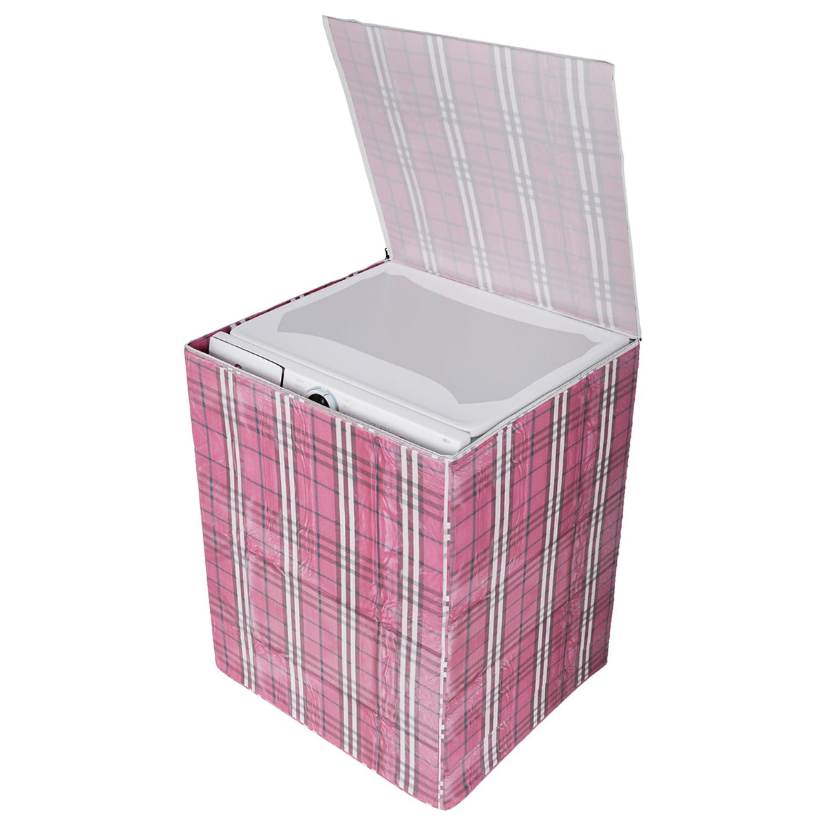 Kuber Industries Washing Machine Cover | Big Check Design Washing Machine Cover | Soft PVC | Top Load Fully-Automatic Washing Machine Cover | Maroon