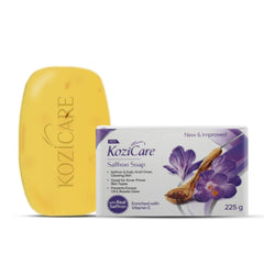 Kozicare Saffron Soap | Skin Brightening & Dark Spot Remover | Real Saffron, Olive Oil, and Kojic Acid Formula | For Face & Body | Smooth, Acne, Scars, Uneven Skin Tone | Paraben Free, Sulphate Free, No Artificial Colors & Fragrance -75gm (Pack of 3)