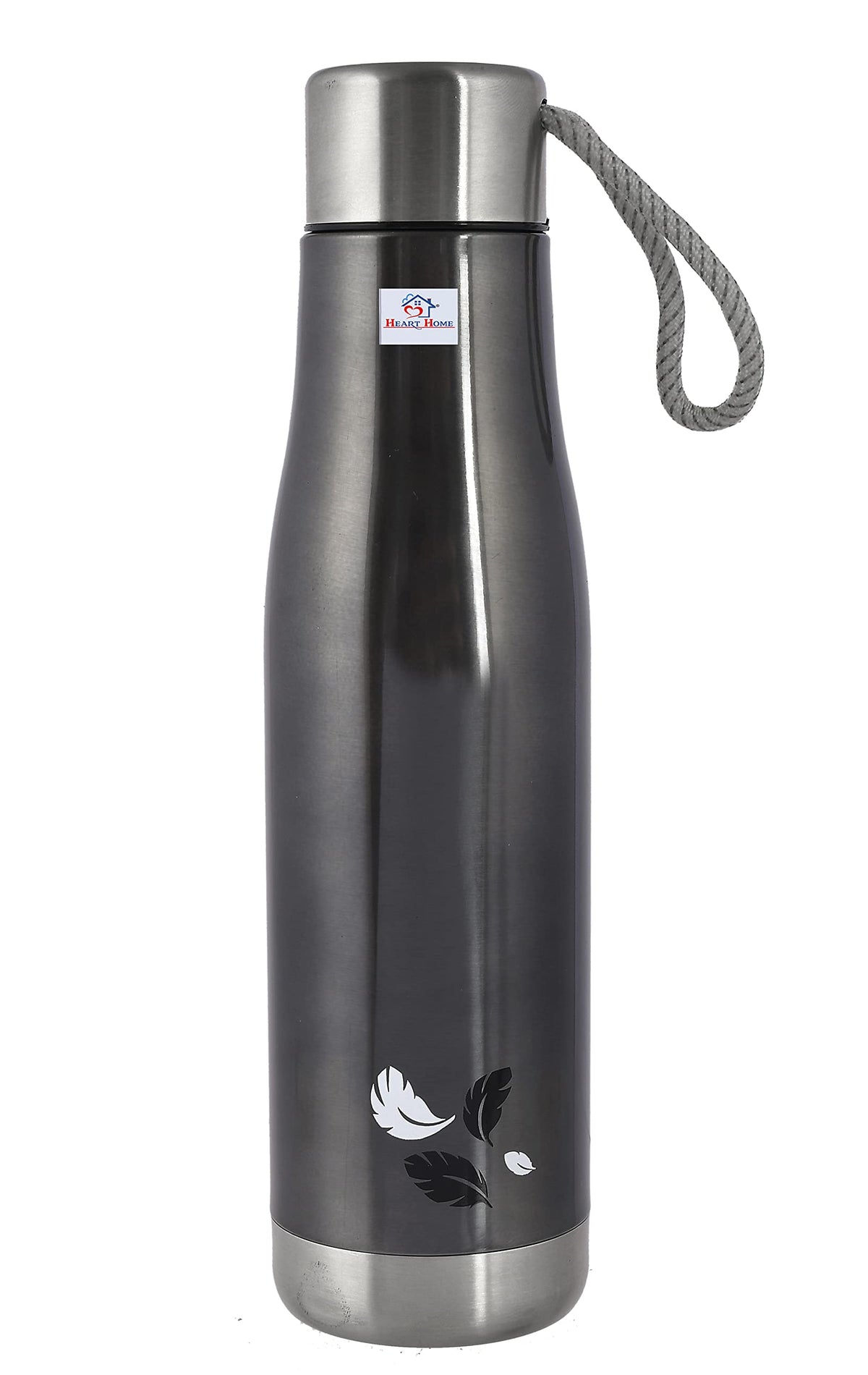 Heart Home Stainless Steel Hot and Cold Vacuum Flask with Carrying Strip, 1000ml (Dark Grey)-HS42KUBMART25169