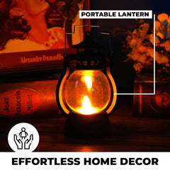 Homestic LED Lantern Lamp|Battey Operated|Flameless Yellow Light|Safe & Easy to Maintain|Diwali Lights for Home Decoration,Along with Other Festivities & Parties|Black Hanging Lantern|B0-003A|Black