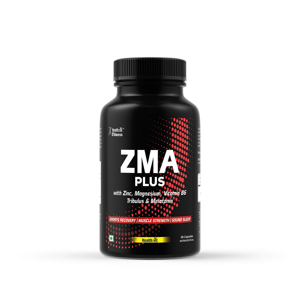 Healthvit Fitness Triple Strength ZMA Plus, Sports Recovery & Sleep Support Supplement with Zinc, Magnesium, Vitamin B6, Tribulus & Melatonin – 60 Capsules