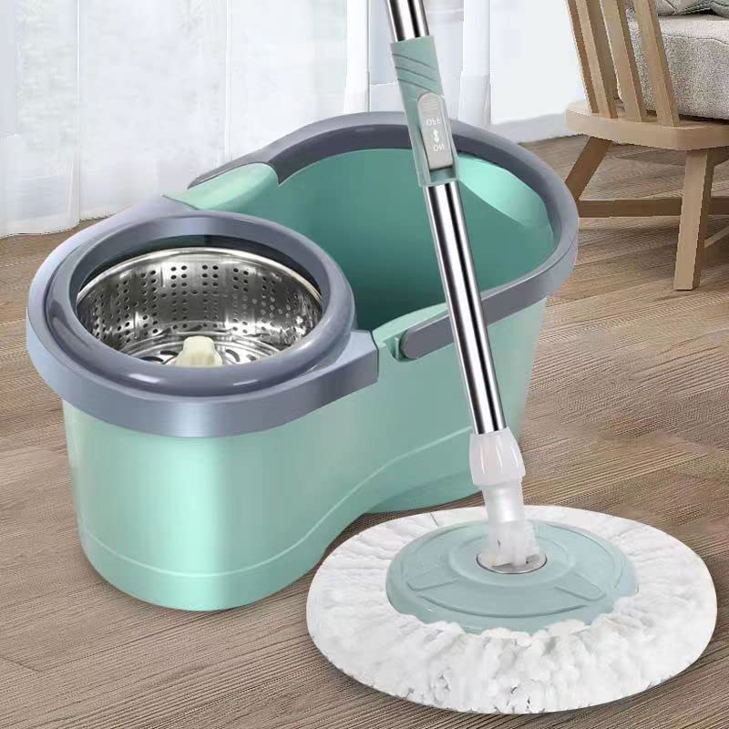 Plantex ABS Plastic Mop with Stainless Steel Wringer Basket and Microfiber Refill – Floor Mopping System