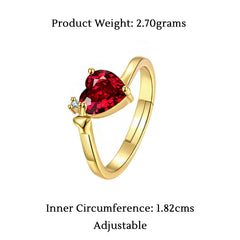 Yellow Chimes Latest Fashion Valentines day Special Austrian Crystal Lovers Adjustable Ring for Women and Girls