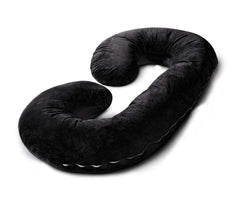 Kuber Industries Cotton Ultra Soft Hollow Fibre C Shaped Maternity Pillow,Pregnancy Pillow,Body Pillow with Zippered Cover (Black)-CTKTC39241