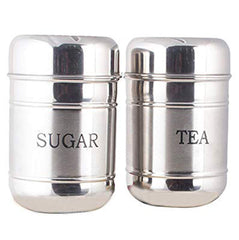 Kuber Industries 2 Pieces Stainless Steel Tea, Sugar Container Set, 500 Ml (Silver) -CTKTC038135