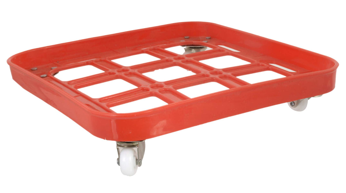 Kuber Industries Plastic Square Cylinder Trolley Stand with Wheels (Red)-KUBMART11187