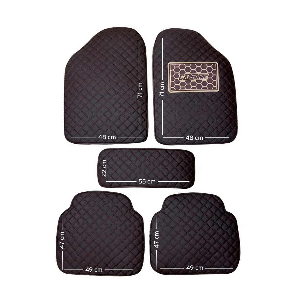CarBinic 4D Premium Car Foot Mat - Universal Fits for All Cars | Premium Double Layered Leather| Shock Absorbent | Waterproof | Anti-Skid | Heel Pad | Car Accessories Interior (Coffee)