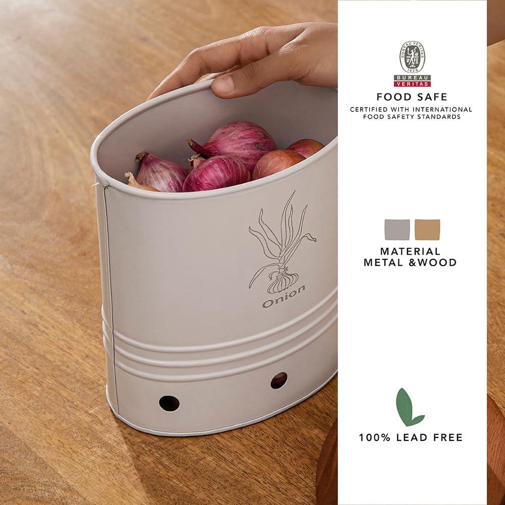 Buy Canny onion storage barrel with wooden lid Online - Ellementry