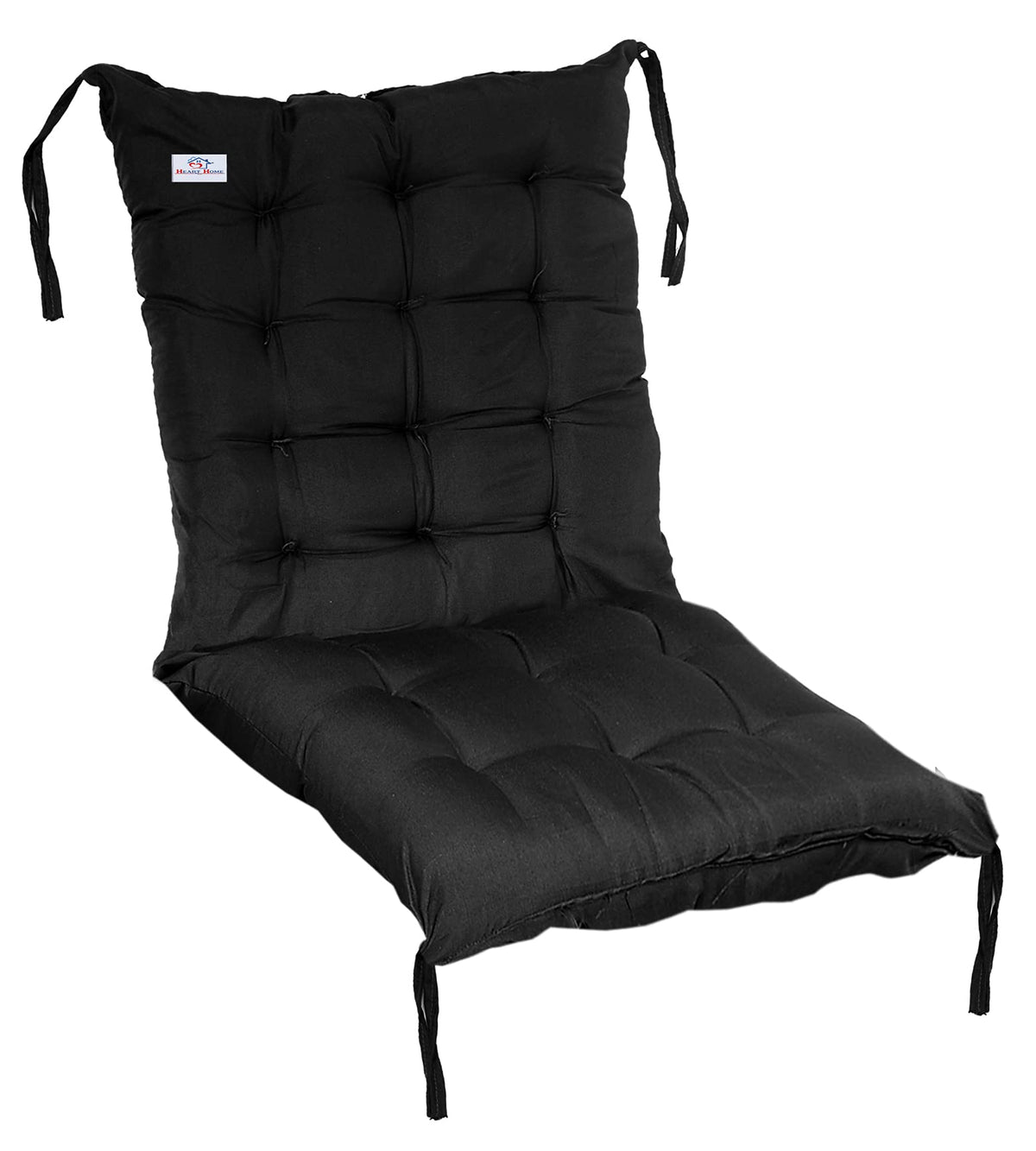 Heart Home 18 * 36 Inch Microfiber Non Slip Rocking Chair Back and Seat Cushion with Ties (Black) (Model: HS_37_HEARTH020803)