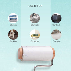 UMAI-Lint Roller for Clothes (3 Rollers + 6 Replacement Rolls - Total 540 Sheets) | Wooden Eco-friendly Lint Roller for Clothes, Pet hair, sweaters, blankets with 14 cm Width of sticky Sheet | Lint Remover