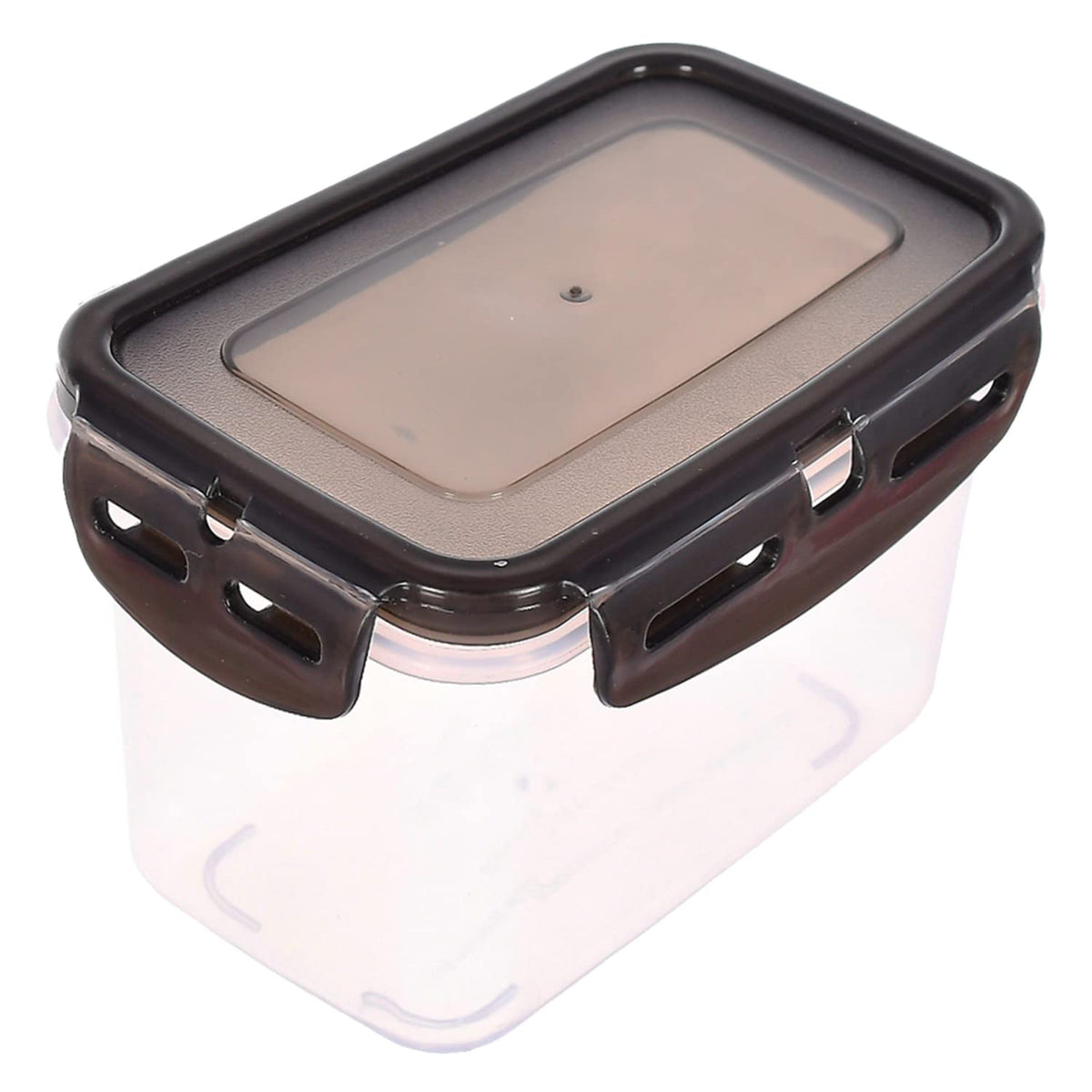 Heart Home Plastic Food Storage Container/Box For cookies, nuts, beans, chutneys With Airtight Lock Lid, 600ml (Black)-46HH0521