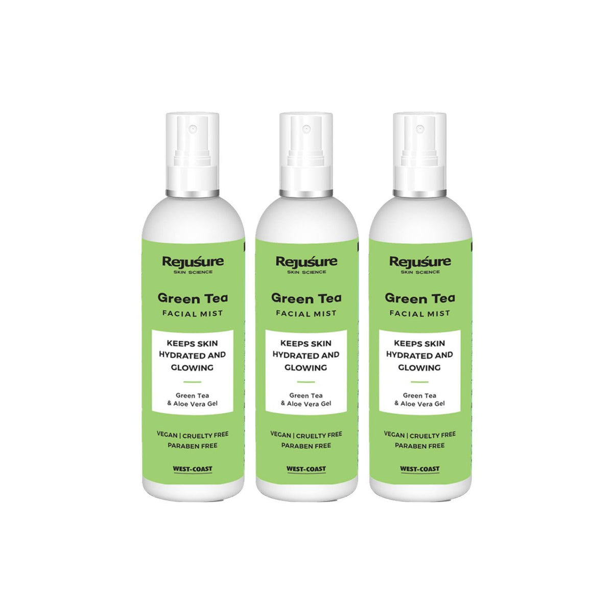 Rejusure Green Tea Facemist – Keeps Skin Hydrated & Glowing – 100ml (Pack of 3)