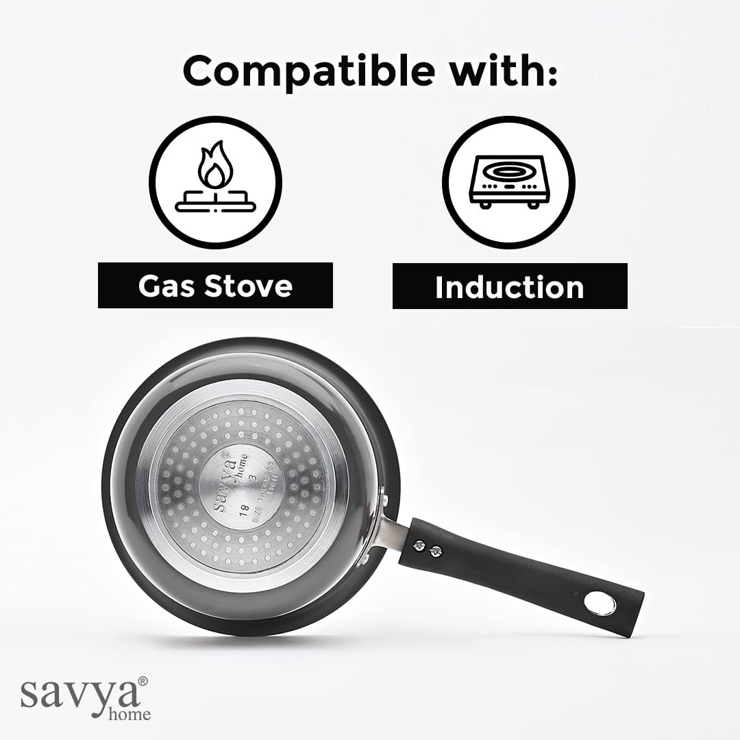 SAVYA HOME Hard Anodized Roti Tawa with Handle | 25 cm Diameter | High  Grade Aluminium | Scratch Resistant Surface | Riveted Handles | Roti & Dosa