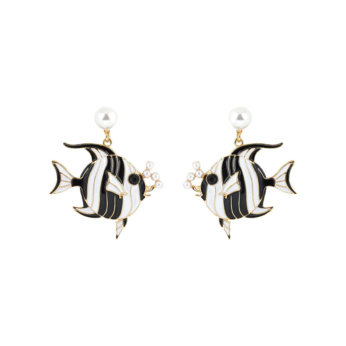 Fika The Fish Black And White Earring