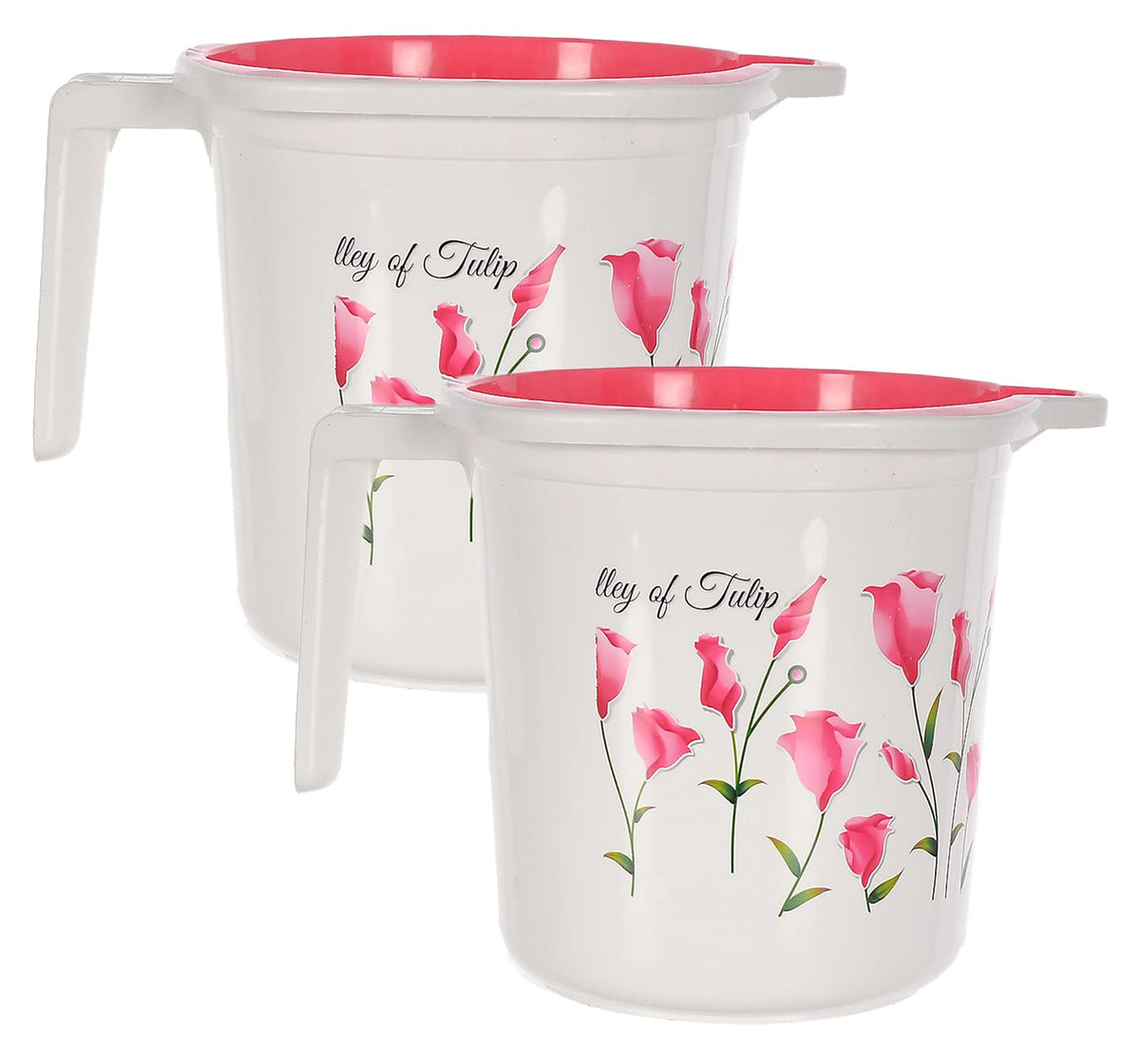 Kuber Industries Multiuses Lightweight, Unbreakable Plastic Bathroom Mug 1.5 Litre Pack of 2 (Pink)-46KM0184