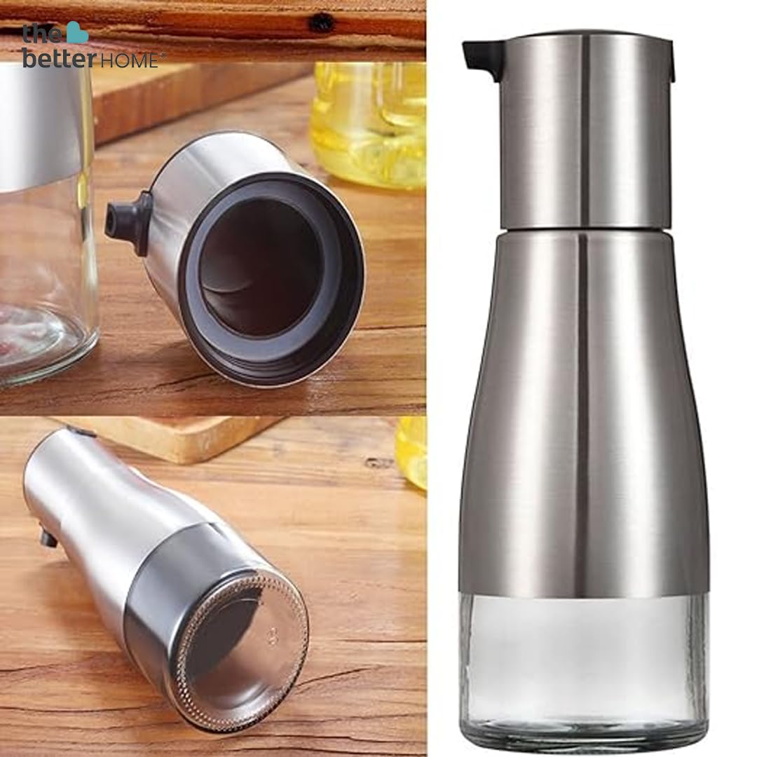 The Better Home Stainless Steel Oil Bottle 350 ML | Ergonomic Oil Dispenser | Leak-Proof Lid | Bottle For Oil | Oil Can| Oil Pot| Olive Oil Dispenser | High Temperature Resistance