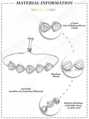 Yellow Chimes AD Bracelet for Women Rhodium-Plated White American Diamond AD Triangular Chain Bracelet For Women and Girls