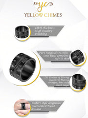 Yellow Chimes Rings for Men Black Spinner Ring Stainless Steel Camera Lens Design Revolving Band Ring for Men and Boys.