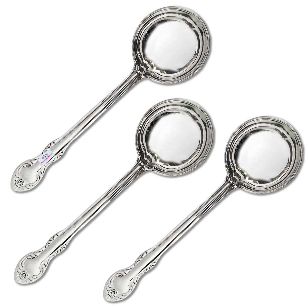 Heart Home Stainless Steel Serving Spoon for Dining Table & Kitchen (Silver), Set of 3