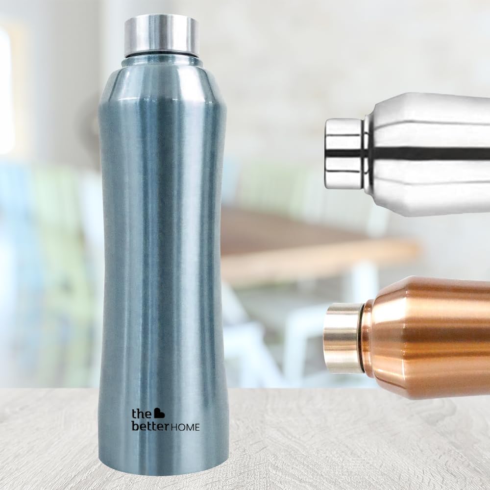 The Better Home 1 litre Stainless Steel Water Bottle | Leak Proof, Durable & Rust Proof | Non-Toxic & BPA Free Eco Friendly Stainless Steel Water Bottle | Pack of 5 Metalic Blue (Blue)