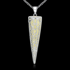 YELLOW CHIMES Glow-in-The-Dark Cone Style 925 Silver Plated (Hallmarked) Pendant for Girls and Women