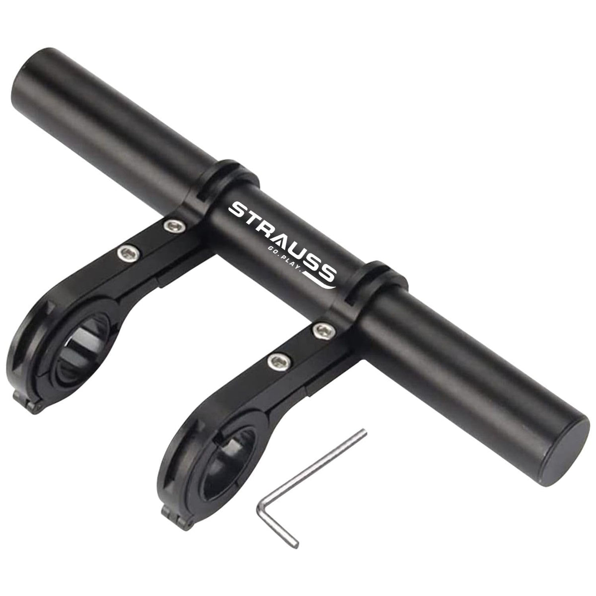 STRAUSS Cycle Handle Bar Extender | Lightweight Durable Bicycle Handle Bar Extension Bracket | Ideal for Holding Motorcycle & E-Bike Lamp Speedometer, GPS Phone | Cycling Accessories, (Black)