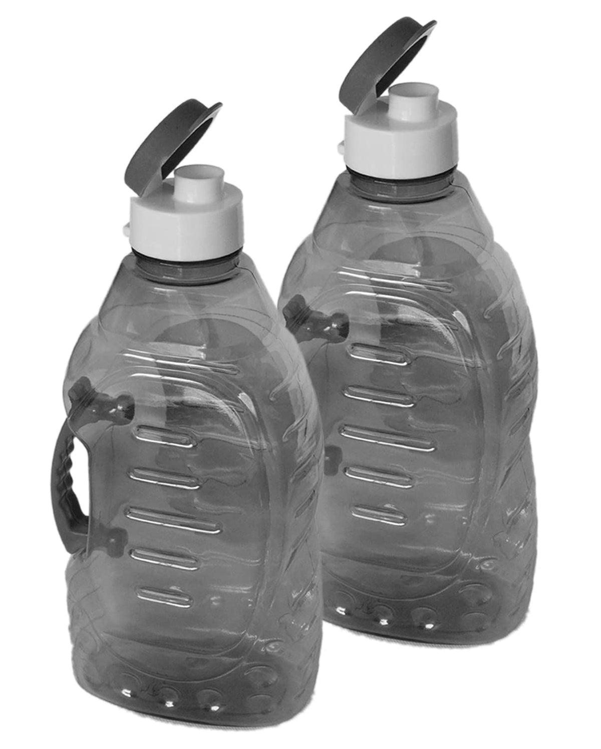 Kuber Industries Tranasparent Platic Water Bottle with Handle, 1500ml- Pack of 2 (Black)-50KM01873