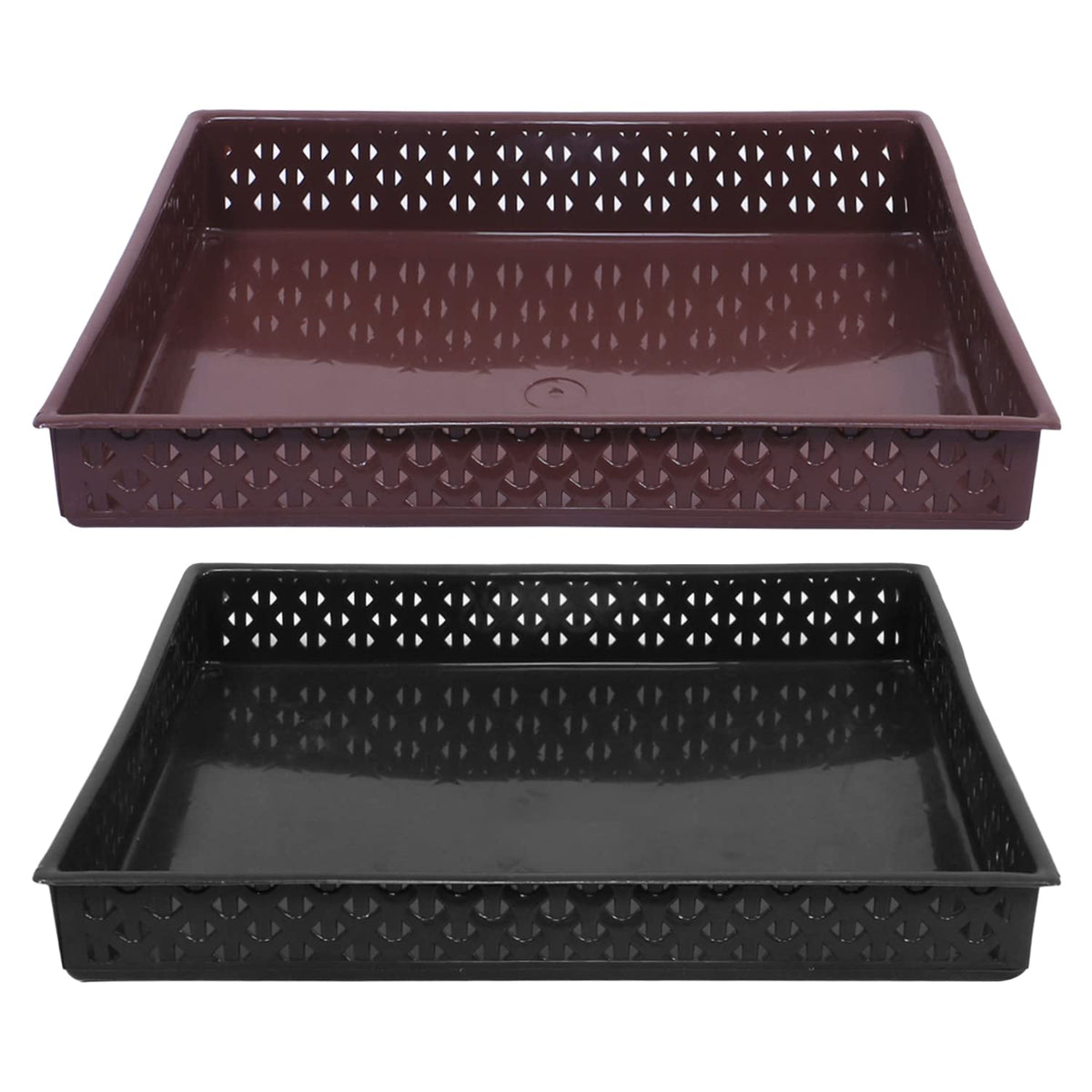 Kuber Industries Storage Tray|Versatile Plastic Storage Organizer|Rectangular Tray for Kitchen Storage|Storage Tray for Office|ALEXA-15|Pack of 2 (Multicolor)