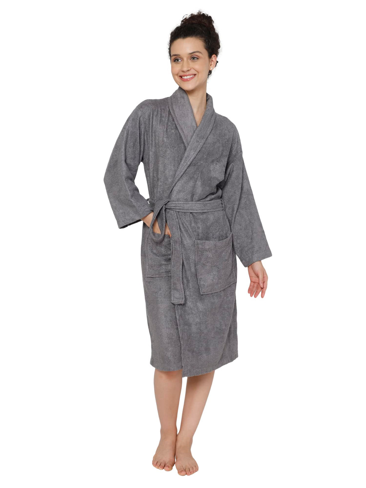 Mush 100% Bamboo Bathrobe for Men / Women (Unisex) S/M,Grey (Pack of 1)