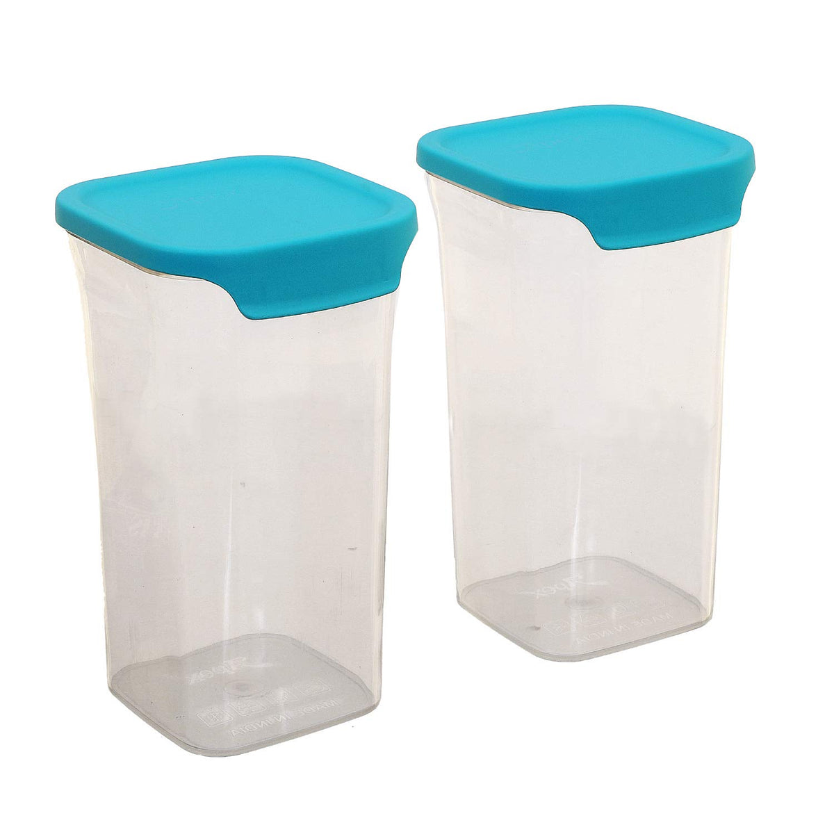 Kuber Industries 2 Pieces Plastic Square Air Tight Food Storage Jar Kitchen Container Set,1000 ML (Green) - CTKTC030656