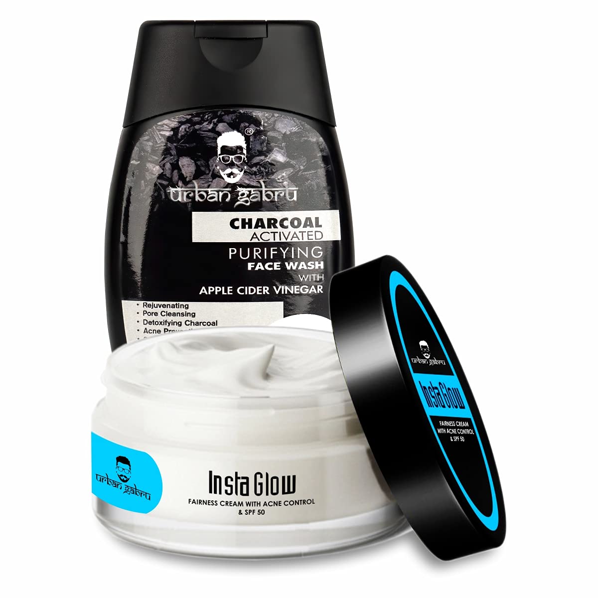 Urbangabru Face Care Combo Kit Charcoal Anti-Pollution Face Wash for Deep Pore Cleaning & Instaglow Cream for Instant Glow