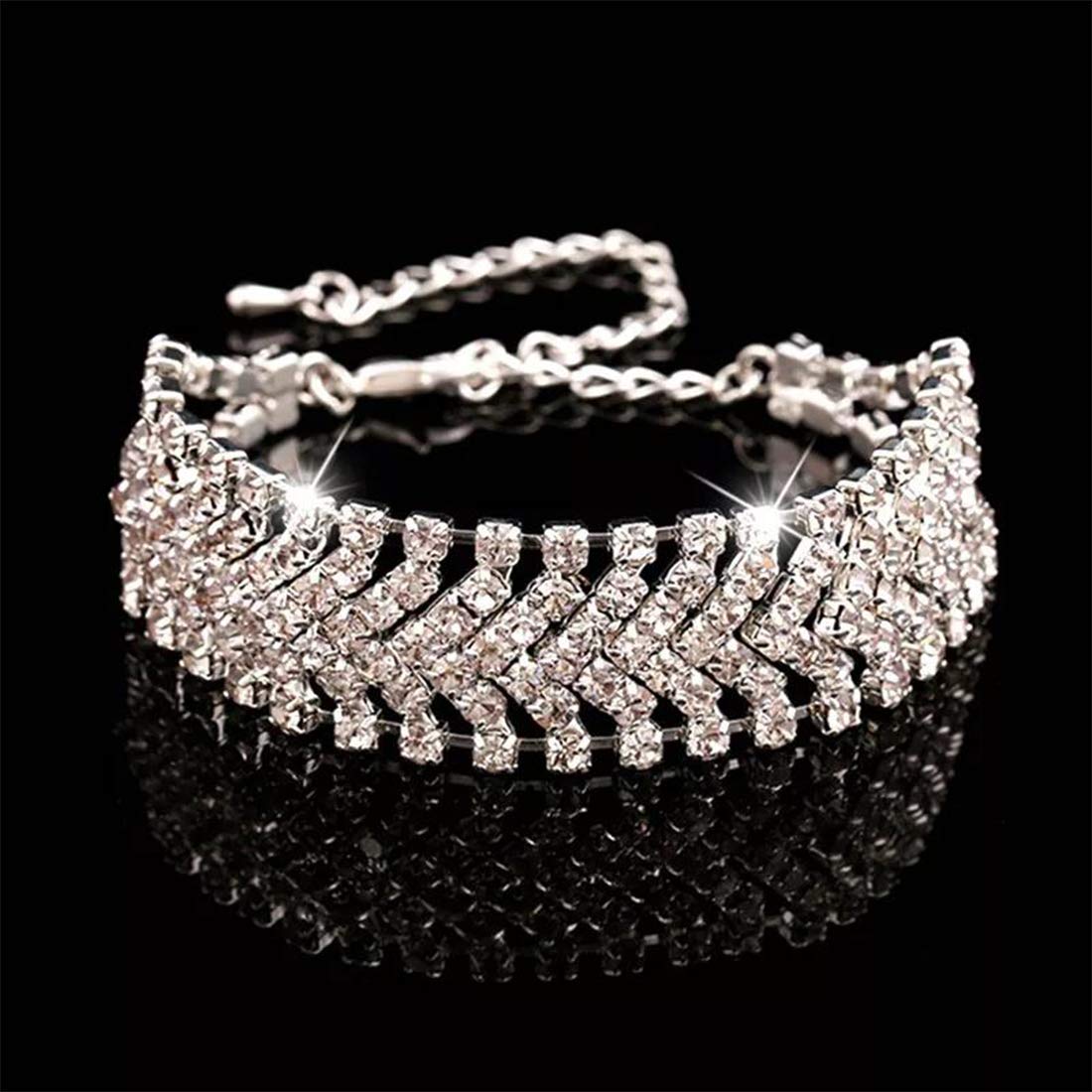 Yellow Chimes Exclusive Splendid Collection A5 Grade Crystals Luxurious Look Silver Plated Bracelet for Women and Girls