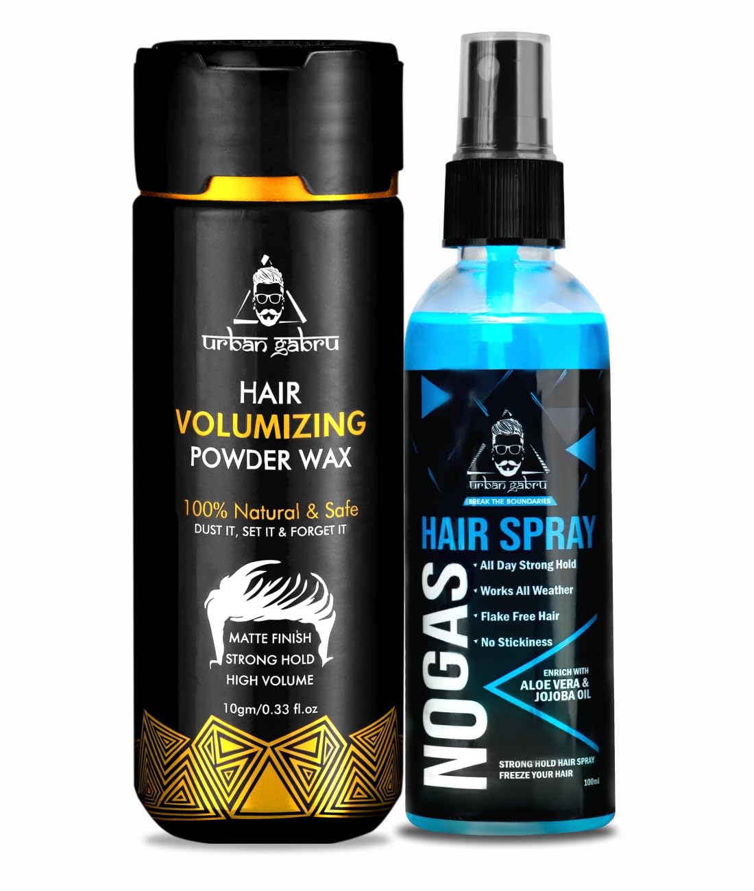 Urbangabru Hair Volumizing Powder 10 GM & No Gas Hair Spray 100 ML - Men's Grooming Combo Kit