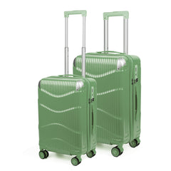 THE CLOWNFISH Combo of 2 Ballard Series Luggage ABS & Polycarbonate Exterior Suitcases Eight Wheel Trolley Bags with TSA Lock-Green (Medium 65 cm-26 inch, Small 55 cm-22 inch)
