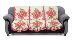Kuber Industries Flower Cotton 6 Piece 5 Seater Sofa Cover Set (Pink and Cream) - CTKTC22271