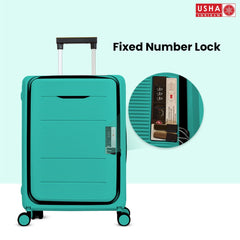 USHA SHRIRAM Cabin & Check-in Bag (2Pcs- 55cm & 65cm) Collapsible Luggage Bag| Light Mint | Suitcase for Travel | 360 Degree Wheel | Foldable Trolley Bag for Travel | Trolley Bag(Pack of 2)