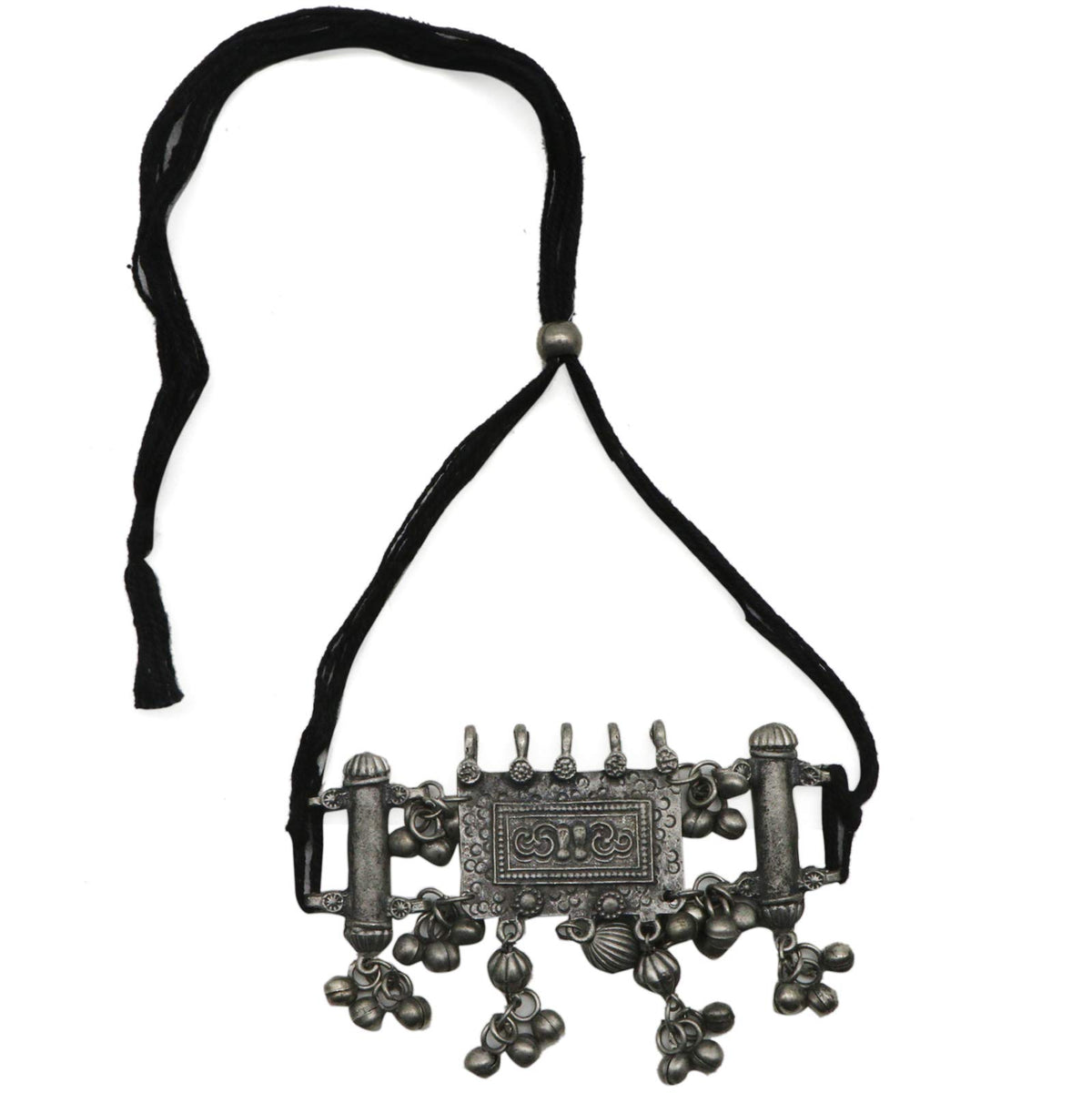 TEEJH Nilima Silver Oxidised Choker Necklace For Women